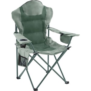 Gepolsterter, grüner Klappstuhl Nejapa mit Getränkehalter und Kühltasche für Camping & Freizeit.
