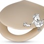 Beiger baliv WC-Sitz Belida aus Duroplast mit Cartoon-Motiv.