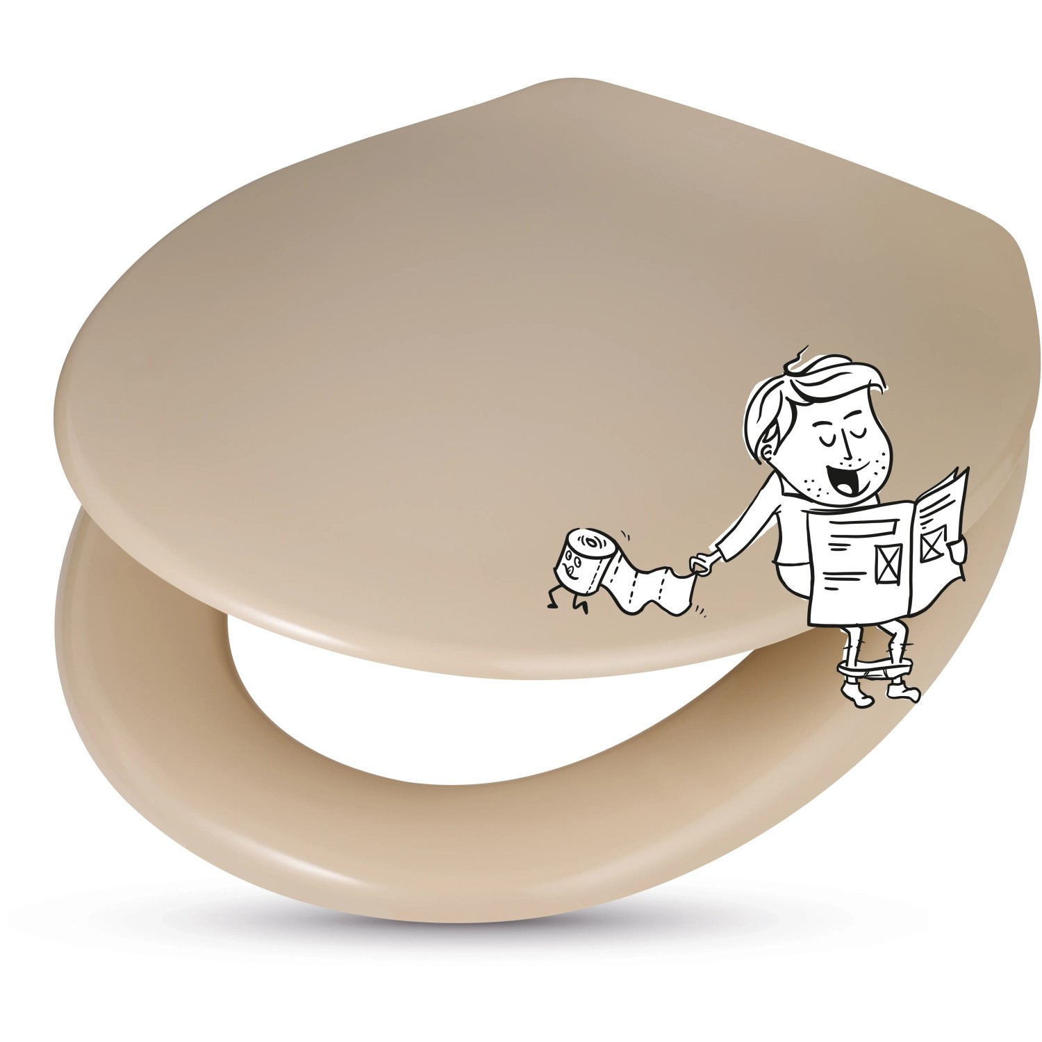 Beiger baliv WC-Sitz Belida aus Duroplast mit Cartoon-Motiv.