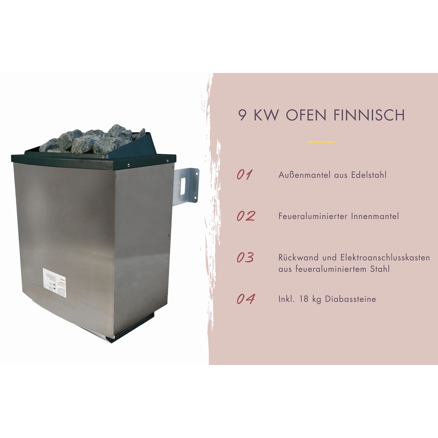 Karibu Saunaofen Seros 2, 9 kW, extern, naturbelassen/graualuminium. Sauna Zubehör für Ihr Saunahaus.