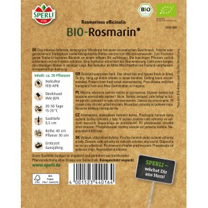 Samenpackung Sperli Bio Rosmarin. Aromatische Kräutersamen für den Garten oder Balkon.