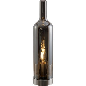 Nino Leuchten Design-Tischlampe Bottle, Nickel matt, grau, in Flaschenform mit Leuchtmittel.