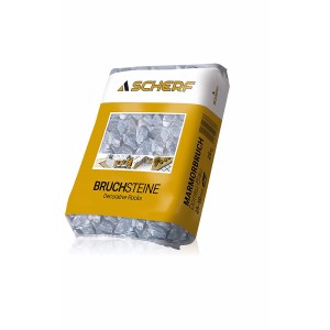 Sack Marmorbruch Donau-Blau, 25-50 mm, 25 kg, Zierkies für Gartenwege und -beete.