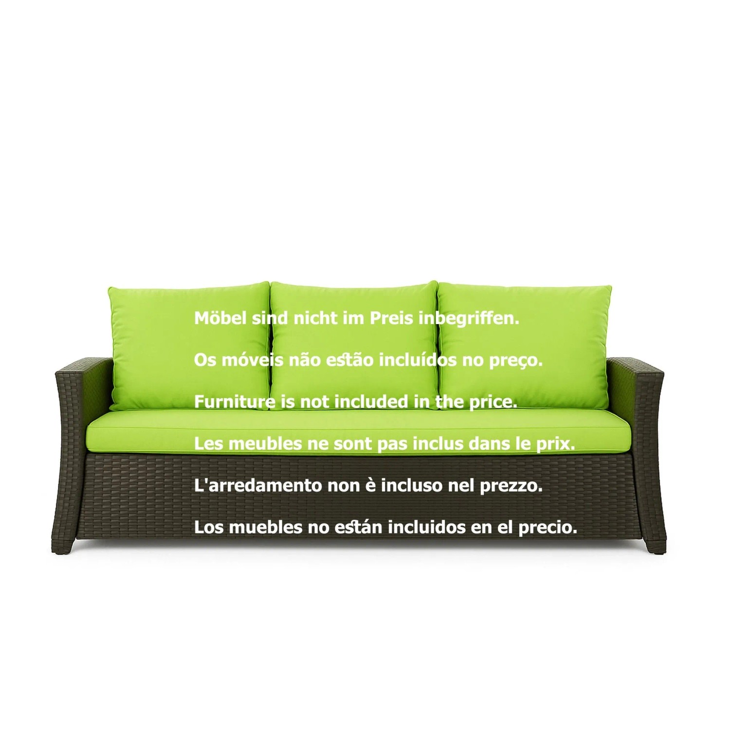 Setgarden Bankkissen Lemon: Sitzkissen (150x60) + 3 Rückenkissen (50x56) für 3-Sitzer Gartenbank.