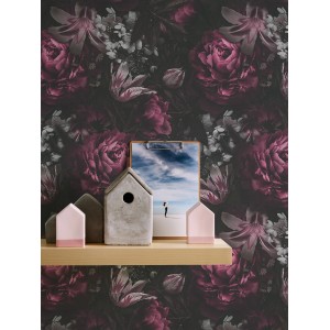 A.S. Création Vliestapete Blumen in Lila und Schwarz mit floralem Muster.