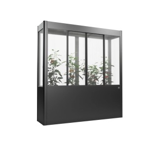 Biohort Gewächshaus Florentina Maxi in Dunkelgrau-Metallic, 2 x 0,5 m, mit Pflanzen.