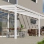 Weiße Terrassenüberdachung Professional (700x200cm) mit Glasdach und 11x11cm Pfosten.