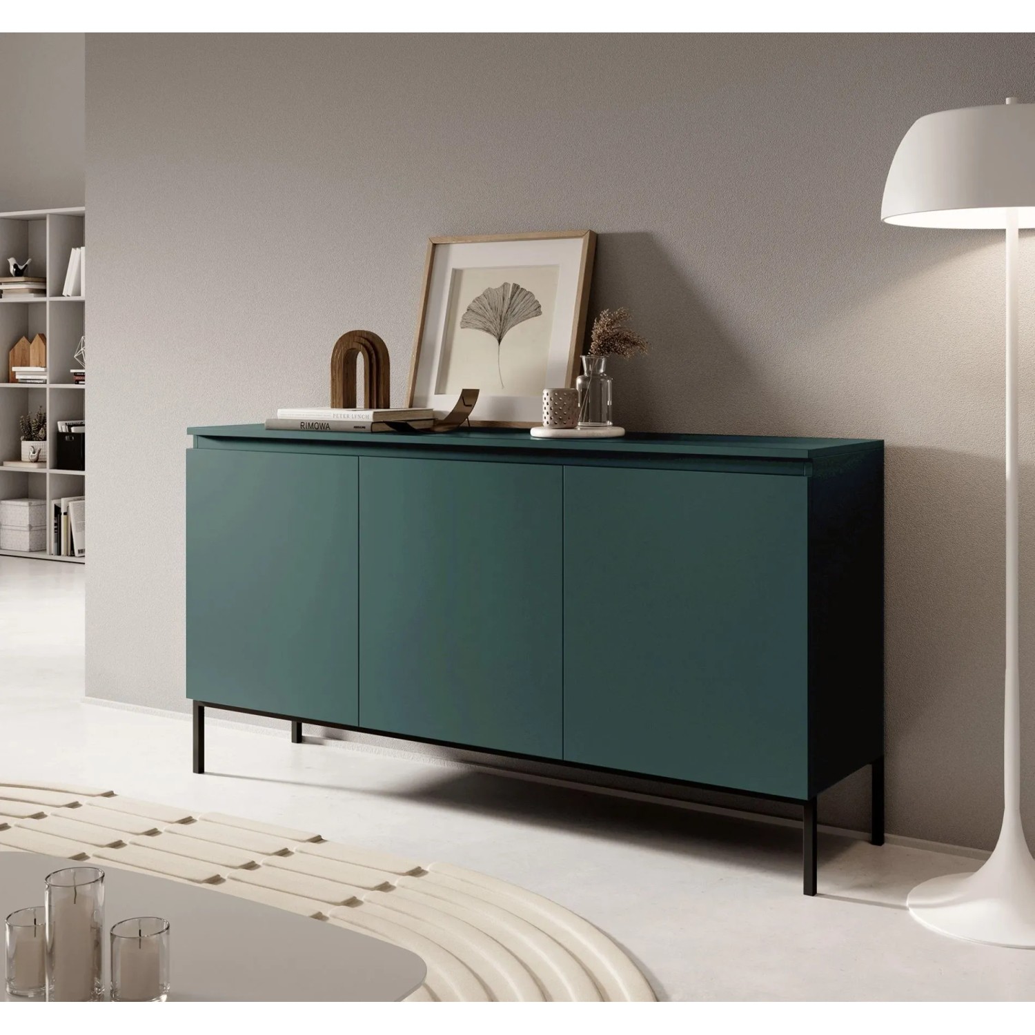 Selsey Sideboard Bemmi 150 cm Dunkelgrün mit Schwarzen Beinen_2