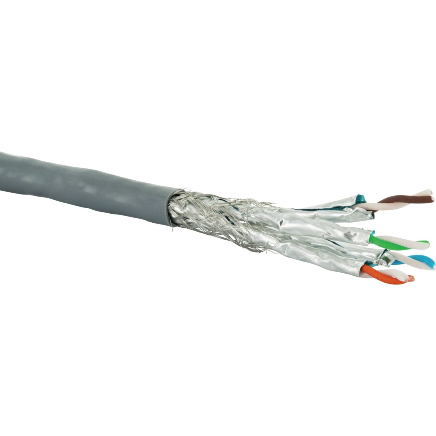 Graues Schwaiger CAT 6a Netzwerkkabel S/FTP, 10 m, mit freiliegenden Adern.
