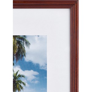 Holzbilderrahmen Mahagoni, gerillt, 18x24 cm. Dekorativer Fotorahmen mit Aufsteller.