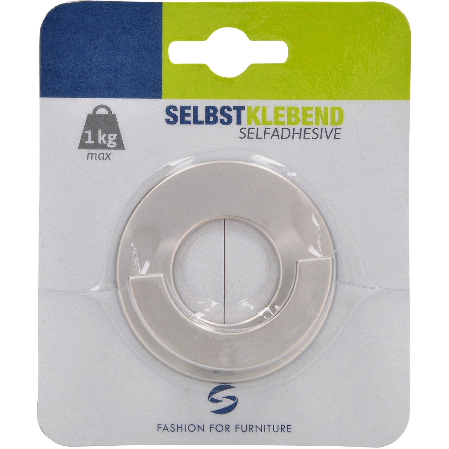 Siro Haken 2332, selbstklebend, nickelfarben matt, Ø 60 mm, für Garderobe.