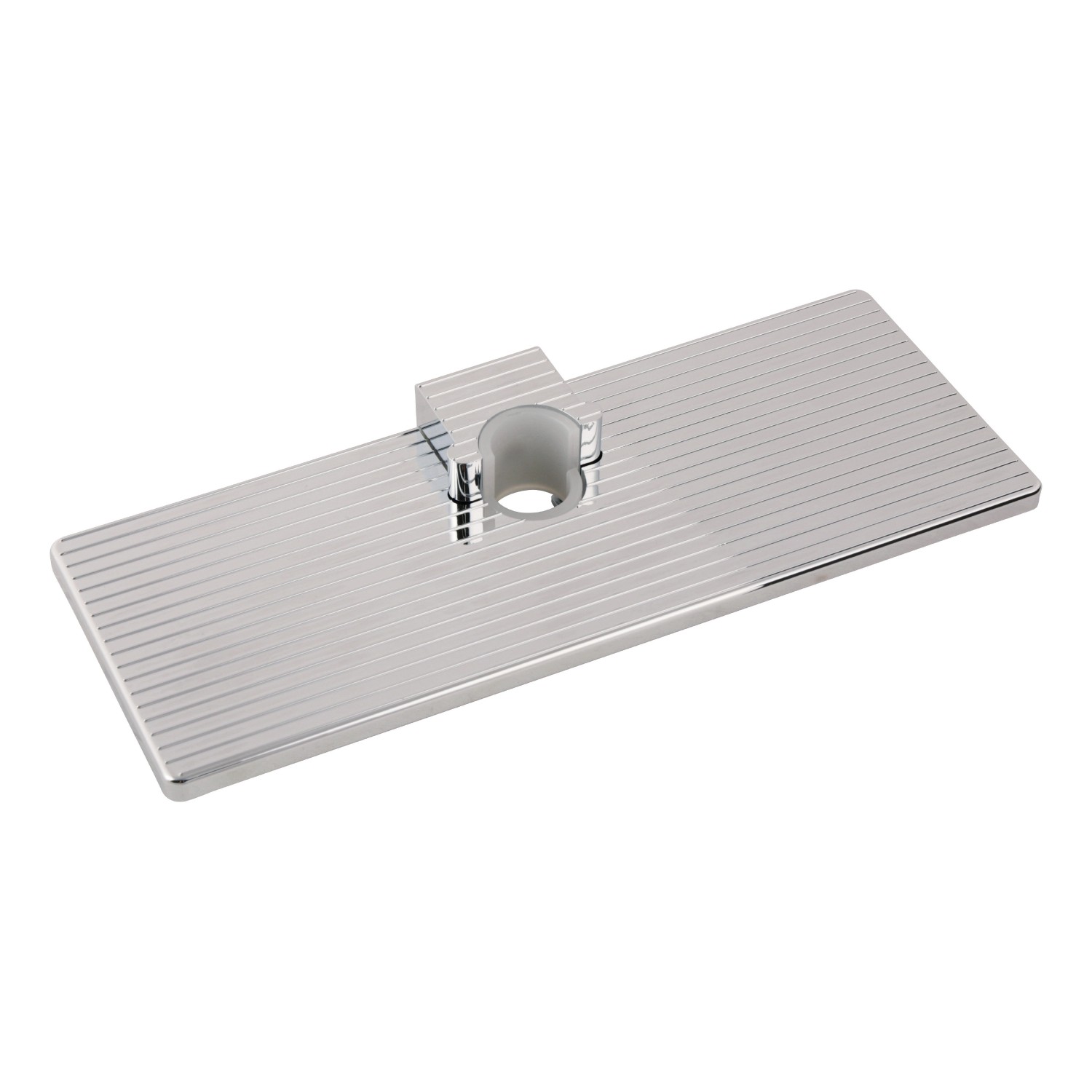 aquaSu Ablage Mila für Duschstange, chromfarbene Duschablage aus Kunststoff.