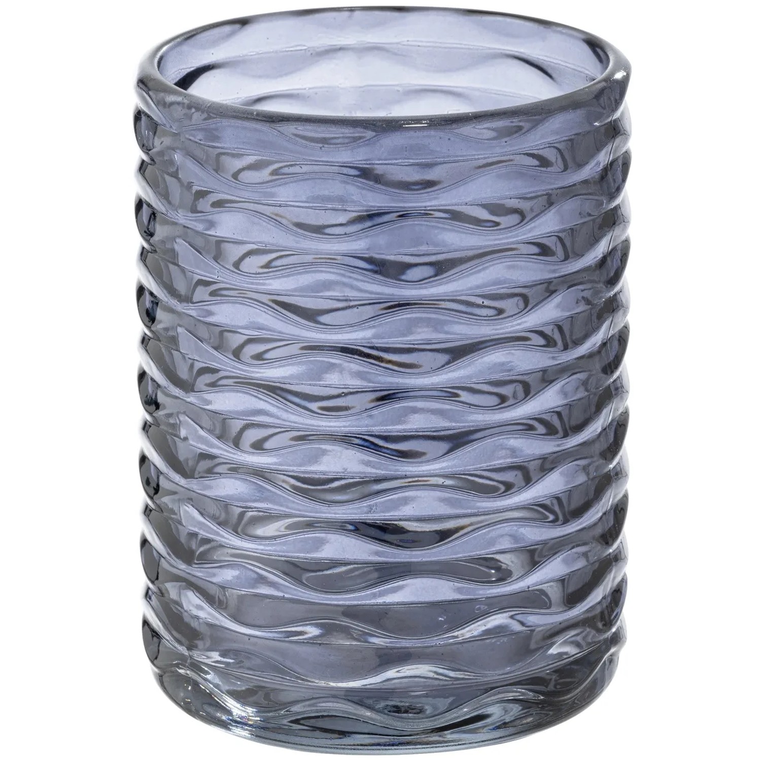 Dunkelblauer Zahnputzbecher Vetro aus Glas von Wenko mit Retro-Optik.
