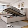 okwish Polsterbett 160x200cm mit Stauraum USB C Jugendzimmer Beige ohne Matratze_4