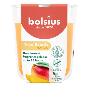 Bolsius Duftkerze True Scents Mango im Glas, orange. Tropischer Duft für Ihr Zuhause.
