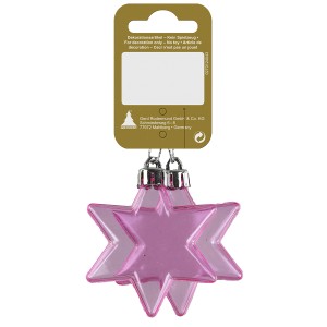 Weihnachts-Deko Sterne zum Hängen aus Kunststoff Ø 6 cm Rosa 2 Stück