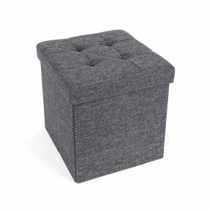 Grauer Songmics Sitzwürfel mit Stauraum, 38x38x38 cm, ideal als Schuhbank.