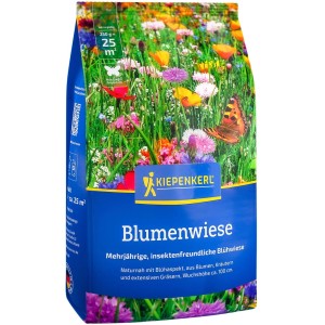 Kiepenkerl Rasensaat Blumenwiese, 0,25 kg Packung mit bunter Blumenmischung für eine artenreiche Wiese.