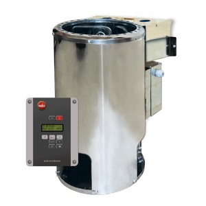 Weka Ofenset 5 mit BioAktiv Ofen und digitaler Steuerung für finnisches Saunieren und Dampfbad.