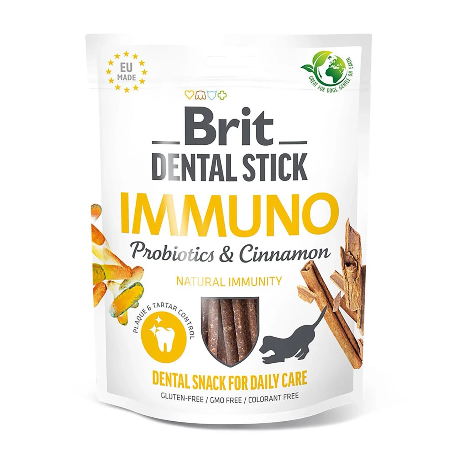 Brit Care Hunde-Zahnpflegesnacks Dental Stick Immuno 251g im Beutel.