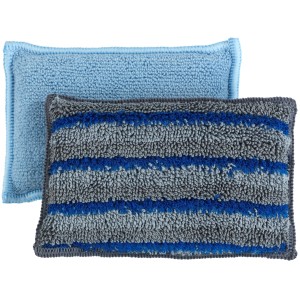 Wenko Mikrofaser Spülschwamm Miko 2er-Set, blau und grau, für die Küche.