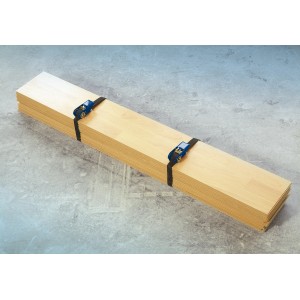 LUX Parkettverlege-Set Comfort mit Spanngurten um Parkett- oder Laminatdielen.
