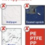 Nicht geeignete Untergründe für tesa LOXX Toilettenrollenhalter: Tapete, Lack, Putz, PE, PTFE, PP.