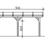 Technische Zeichnung der Skan Holz Terrassenüberdachung Rimini, Maße: 541x250cm.