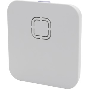 Weiße Funk-Türklingel für Türsprechanlagen mit Lautsprechergitter.