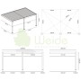 Technische Zeichnung der Weide Wandpergola Deluxe Plus 4x6m aus Aluminium mit Maßen für Terrassenüberdachung.