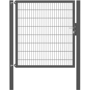 Anthrazitfarbenes Gartentor Flexo Plus, 150x160 cm, mit Doppelstabmatte und Pfosten.