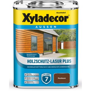 Dose Xyladecor Holzschutz-Lasur Plus Nussbaum für langanhaltenden Wetterschutz.