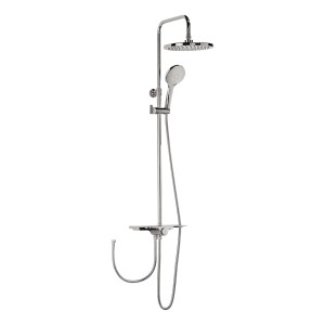 aquaSu Duschsystem Tima Chrom mit Kopf- und Handbrause, 4 Strahlarten und Ablage.