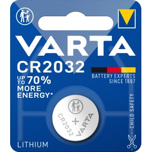 Varta CR2032 Lithium Knopfzelle in kindersicherer Verpackung.