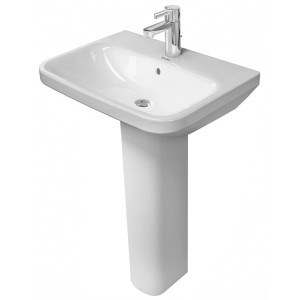 Weißes Duravit Handwaschbecken DuraStyle, 60 cm, mit Hahnloch und WonderGliss Beschichtung.