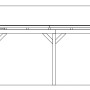 Skizze: Skan Holz Carport Fichtelberg, 423x566 cm, Dachlattung, schiefergrau, Seitenansicht mit Höhenangabe.