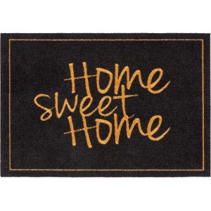 Schwarze Astra Sauberlaufmatte mit goldener "Home sweet Home" Schrift, 40x60 cm.