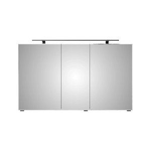 Pelipal Spiegelschrank Quantum 07, 120 cm, Kaschmir Matt, mit LED-Leuchte und drei Drehtüren.
