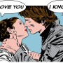 Star Wars Wandbild: Leia und Han im Comic-Stil, "Ich liebe dich", "Ich weiß".