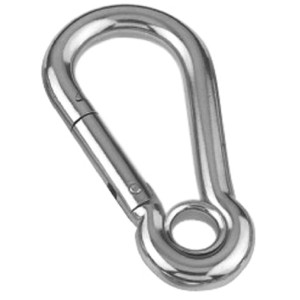 Seilflechter Niro-Karabinerhaken, 40x4mm, aus Edelstahl. Birnenförmiger Karabiner für vielseitige Anwendungen.