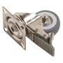 Apparate-Lenkrolle aus Edelstahl, 50 mm, mit Platte und Feststeller. Traglast 40 kg.