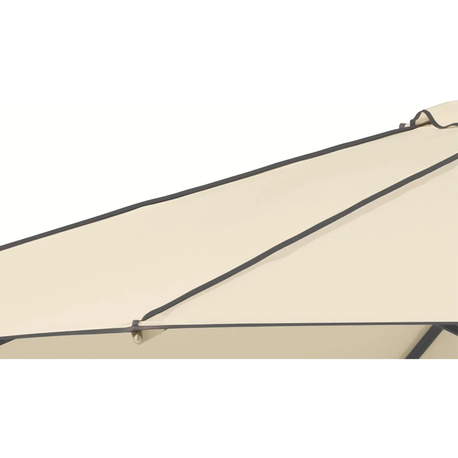 Detailaufnahme: Naturfarbener Schneider Marktschirm Adria Ø 300 cm mit schwarzem Rand.