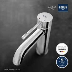 Grohe Essence Waschtischarmatur S-Size in Chrom, Einhandmischer für Waschbecken.