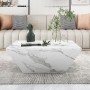 okwish Couchtisch Modern Marmorfurnier Wohnzimmer 70x70x37cm Weiß_4