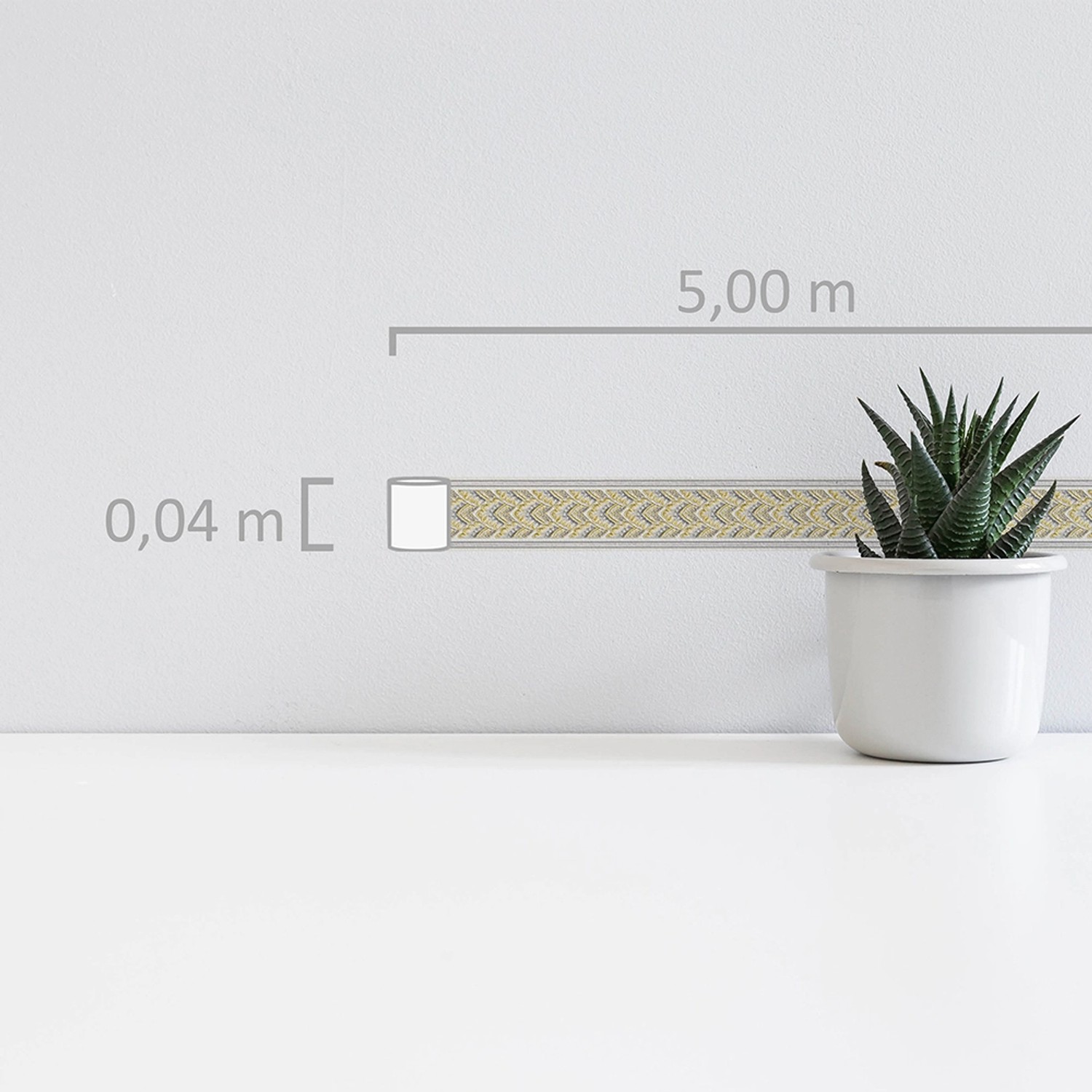 A.S. Création selbstklebende Borte, Muster in Gold und Silber, 5 m x 4 cm.