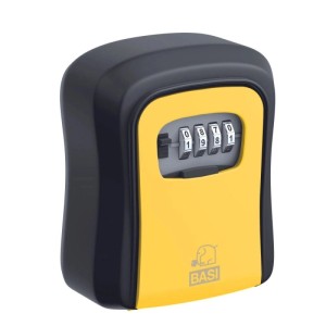 Basi Schlüsselsafe SSZ 200, schwarz-gelb, mit Zahlenschloss und Aluminiumgehäuse.