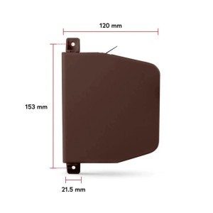 Brauner Rollladen Gurtwickler Aufputz 14mm Mini mit Einfädelautomatik. Maße: 153x120mm.