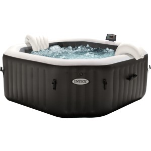 Intex PureSpa Octagon aufblasbarer Whirlpool mit Salzwassersystem, 201 cm Durchmesser.