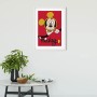 Wandbild: Mickey Mouse im weißen Rahmen, 40x50 cm. Dekoratives Glasbild für Kinderzimmer.