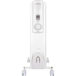 Weißer Ölradiator Kiruna Elektroheizung mit Thermostat und Rollen, 2000W.